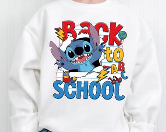 Stitch Back to School Sweatshirt, Student Stitch Sweater, Kids School Sweater, First Day of School Teacher Sweater, WDW School Hoodie
