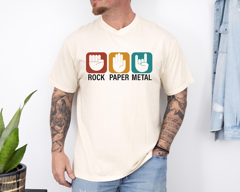 Comfort Colors® Rock Paper Metal Shirt, Funny Heavy Metal Music T-shirt, Hard Rock Metal Music Fan Tee, Rock Band Crewneck, Music Lover Gift