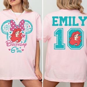 Disney Princess Ariel Birthday Girl Comfort Colors® Shirt, Disney Custom Birthday Party T-Shirt, Disney Little Mermaid Birthday Crewneck