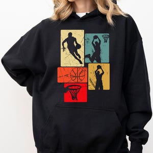 Bluza z nadrukiem drużyny koszykarskiej, sweter koszykarza, prezent dla miłośnika koszykówki, bluza z kapturem drużyny koszykarskiej, sezon koszykarski, rodzinny sweter z okrągłym dekoltem