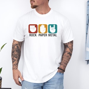 Comfort Colors® Rock Paper Metal Shirt, Funny Heavy Metal Music T-shirt, Hard Rock Metal Music Fan Tee, Rock Band Crewneck, Music Lover Gift