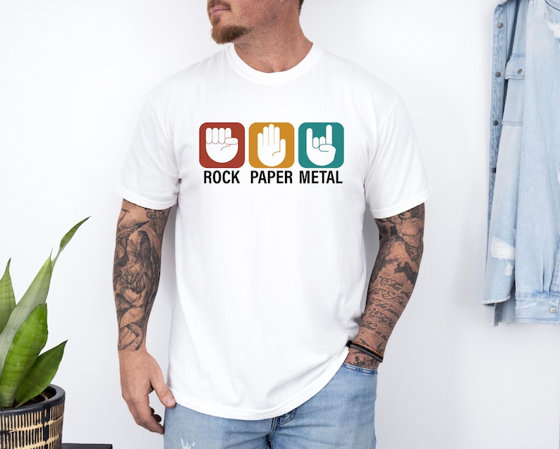 Comfort Colors® Rock Paper Metal Shirt, Funny Heavy Metal Music T-shirt, Hard Rock Metal Music Fan Tee, Rock Band Crewneck, Music Lover Gift