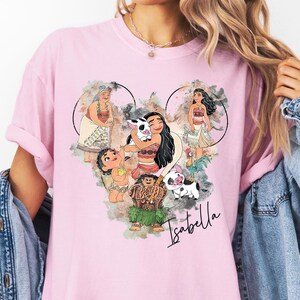 Disney Moana Family Comfort Colors® Shirt, Prinzessin Moana Charaktere T-Shirt, Maui Pua Hei hei und Tamatoa Tee, Disney Familienausflug Rundhalsausschnitt