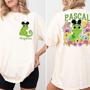 Tangled Pascal Mickey Ears Comfort Colors® Shirt, Disney Custom Rapunzel Pascal T-shirt, Floral Pascal Crewneck, Disneyworld Family Trip Tee