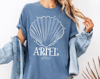 Comfort Colors® Princess Ariel Seashell Shirt, Disney The Little Mermaid Est 1989 T-Shirt, Disneyland Girls Trip Tee, Magic Kingdom Tee