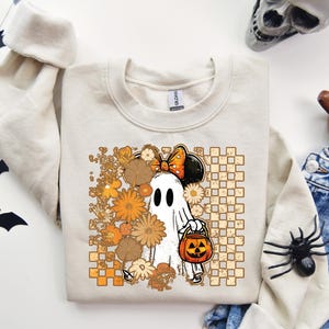 Boho Halloween Sweatshirt, Ghost Mickey Halloween Sweater, Trick or Treat Sweat, WDW Spooky Vibes Hoodie, Disney Spooky Season Crewneck