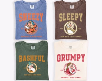 Schneewittchen Comfort Colors® Shirt, Retro Sieben Zwerge T-Shirt, BTW Trip Tee, Disneyland Familienurlaub T-Shirt