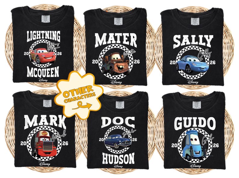 Comfort Colors® Disney Cars Group Shirt, Lightning McQueen and Tow Mater T-Shirt, Pixar Cars Movie Boys Shirt, Disney Family Vacation Tee