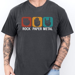 Comfort Colors® Rock Paper Metal Shirt, Funny Heavy Metal Music T-shirt, Hard Rock Metal Music Fan Tee, Rock Band Crewneck, Music Lover Gift