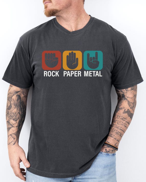 Comfort Colors® Rock Paper Metal Shirt, Funny Heavy Metal Music T-shirt, Hard Rock Metal Music Fan Tee, Rock Band Crewneck, Music Lover Gift