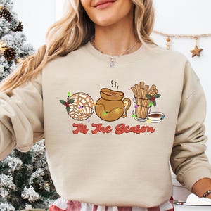 Dit is het seizoen kersttrui, Mexicaans eten kerst hoodie, Spaanse familie kerstcadeau, Mexicaanse feesttrui, kerstverlichting ronde hals