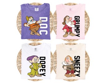 Comfort Colors® Sieben Zwerge Shirt, Disney-Gruppe passendes T-Shirt, BT Reise-T-Shirt