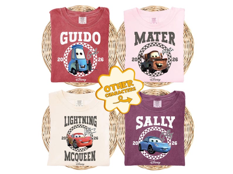 Comfort Colors® Disney Cars Group Shirt, Lightning McQueen and Tow Mater T-Shirt, Pixar Cars Movie Boys Shirt, Disney Family Vacation Tee