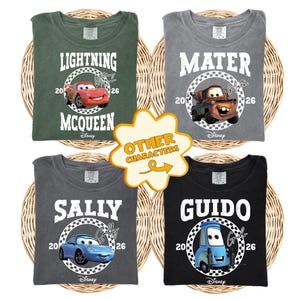 Comfort Colors® Disney Cars Group Shirt, Lightning McQueen and Tow Mater T-Shirt, Pixar Cars Movie Boys Shirt, Disney Family Vacation Tee