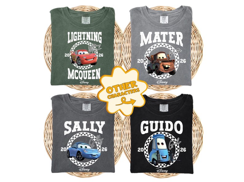Comfort Colors® Disney Cars Group Shirt, Lightning McQueen and Tow Mater T-Shirt, Pixar Cars Movie Boys Shirt, Disney Family Vacation Tee
