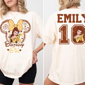 Disney Princess Belle Birthday Girl Comfort Colors® Shirt, Disney Custom Birthday Party T-Shirt, Disney Beauty & the Beast Birthday Crewneck