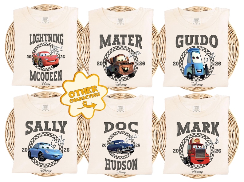 Comfort Colors® Disney Cars Group Shirt, Lightning McQueen and Tow Mater T-Shirt, Pixar Cars Movie Boys Shirt, Disney Family Vacation Tee