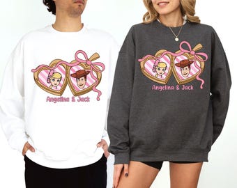 Suéter de Disney Toy Story para San Valentín, suéter con medallón de corazón de Woody Bo Peep, sudadera con capucha para luna de miel en Disneyland, regalo de aniversario de WDW