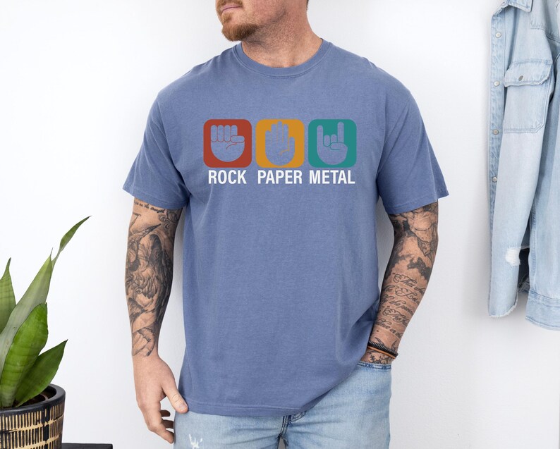 Comfort Colors® Rock Paper Metal Shirt, Funny Heavy Metal Music T-shirt, Hard Rock Metal Music Fan Tee, Rock Band Crewneck, Music Lover Gift
