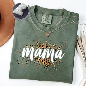 Comfort Colors® Mama Leopard Shirt, Puff Mommy T-shirt, Mother Embossed Long Sleeve Shirt, Maternity Tank Top, Momma Gift, Madre Crewneck