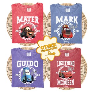 Comfort Colors® Disney Cars Group Shirt, Lightning McQueen and Tow Mater T-Shirt, Pixar Cars Movie Boys Shirt, Disney Family Vacation Tee