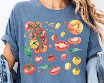 Comfort Colors® Tomato Shirt, Botanical T-Shirt, Fruit Tee, Cottagecore Clothing Vegan Gift, Garden Vegetable Crewneck