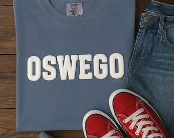Comfort Colors®-T-shirt, gepersonaliseerd shirt met schoolnaam, T-shirt afstudeerfeest, tanktop met bladerdeeg, ronde hals met reliëf, lange mouw School Spirit