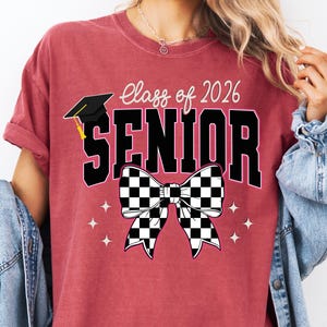 Comfort Colors® Class of 2026 Senior Shirt, Coquette Bow Senior T-Shirt, Senior Girls Crewneck, Senior 2026 Long Sleeve, Grad Party Gift
