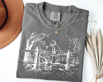 Comfort Colors® Winnie Puuh & Christopher Robin Skizze Shirt, Disney Pooh Liebhaber Geschenk T-Shirt