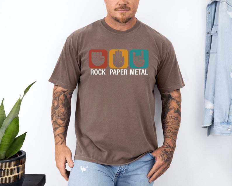 Comfort Colors® Rock Paper Metal Shirt, Funny Heavy Metal Music T-shirt, Hard Rock Metal Music Fan Tee, Rock Band Crewneck, Music Lover Gift