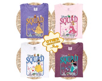 Comfort Colors® Disney Princess Squad Shirt, Belle Elsa Rapunzel Snow White T-Shirt, Disneyworld Girls Trip Tees, Magical Kingdom Family Tee