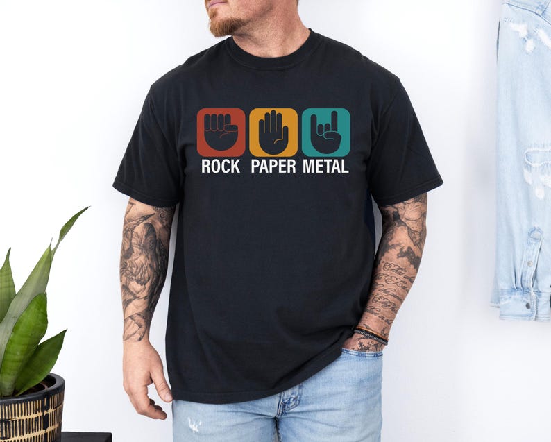 Comfort Colors® Rock Paper Metal Shirt, Funny Heavy Metal Music T-shirt, Hard Rock Metal Music Fan Tee, Rock Band Crewneck, Music Lover Gift