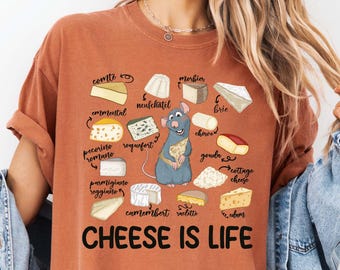 Comfort Colors® Little Chef Mouse Shirt, Cheese is Life Retro Tee, Magical Theme Park Cooking Adventure, Retro French Kitchen T-shirt