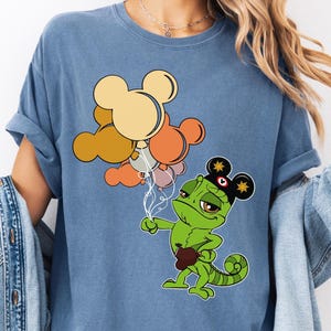 Comfort Colors® Disney Pascal Mickey Balloons Shirt, Tangled Princess T-shirt, Rapunzel Friend Frog Tee, Disneyworld Family Vacation Shirt