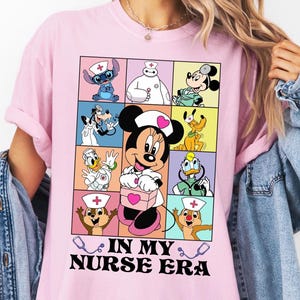 Comfort Colors® Disney In My Nurse Era Shirt, Disney Characters Nurse T-Shirt, Disneyland Pediatric Nurse Tee, Nursing School Crewneck