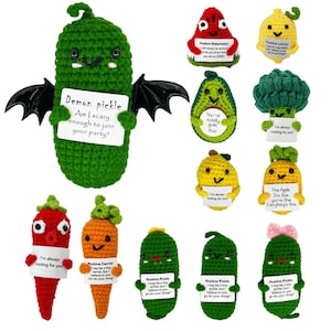 Positive Fruit and Vegetable Crochet Plush Dolls | Handmade Amigurumi Produce Toys | Cute Crochet Food Figures | Kawaii Collectible Gifts