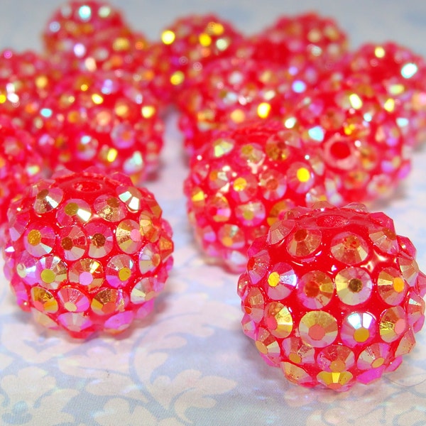 16 Rhinestone Beads 14mm Ruby Red (42334) Plastic Acrylic Rhinestone Beads for Big Hoop Earrings Necklaces Bracelets Bulk Jewelry Supplies