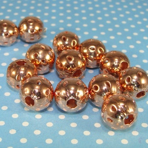 10mm Copper Beads 12 Pieces Perforated Round Metal Spacer USA MADE Copper Plated Steel Accent Beads Jewelry Making Supplies Bulk (42597)