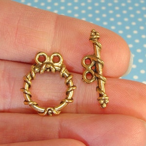 6 Wire Wrapped Toggle Sets Double Strand Gold Plated Pewter USA Made (42816) Multi Twist 2-Strand Loop Bar Clasp Jewelry Supplies Findings