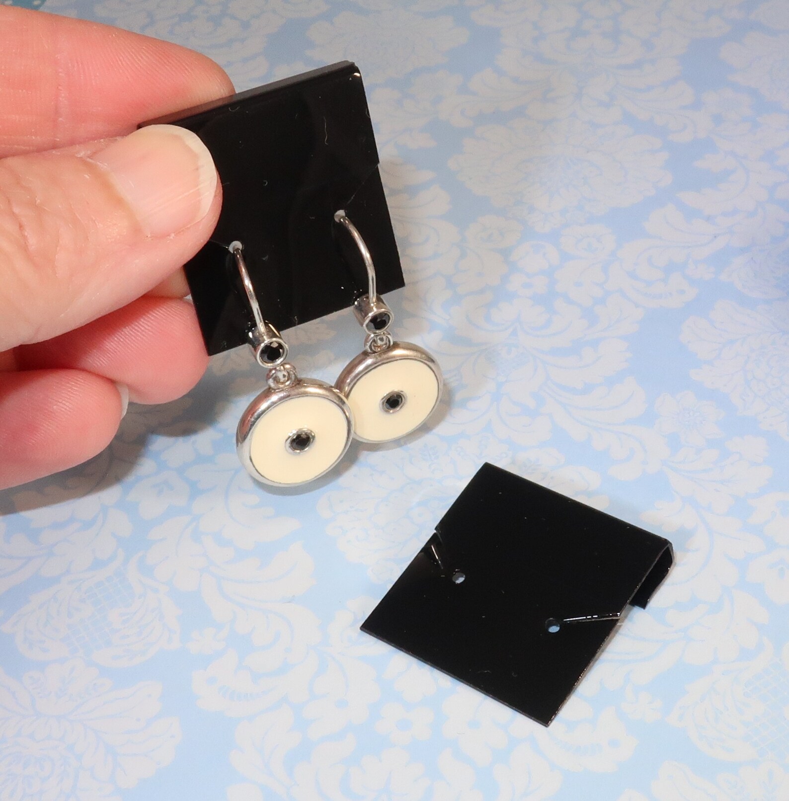 40 Black Earring Display Cards Shiny Plastic with 2 Holes w Etsy
