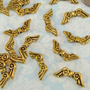 20 Angel Wing Beads GOLD Medium Scrolled Wings Charms 16mm 41104 Jewelry Making Supplies Guardian Angel Cancer Survivor Bulk Fairy Wings image 3