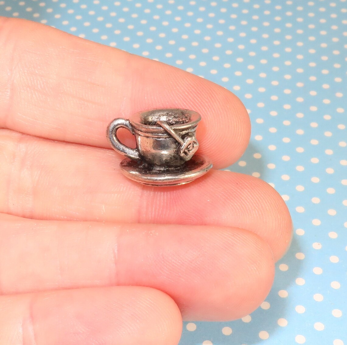 6 Tea Cup Charms Silver Pewter Cup and Saucer Teacup 15mm Bulk Etsy