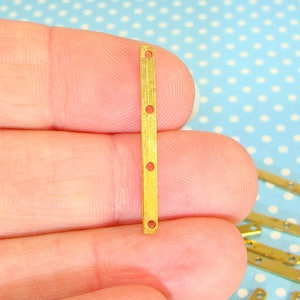 12 Gold Separator Bars 4 Hole Multi Strand Divider Row Connector 27mm x 2mm (8mm between 1mm Holes) End Bar for Bracelets Necklaces G8m4