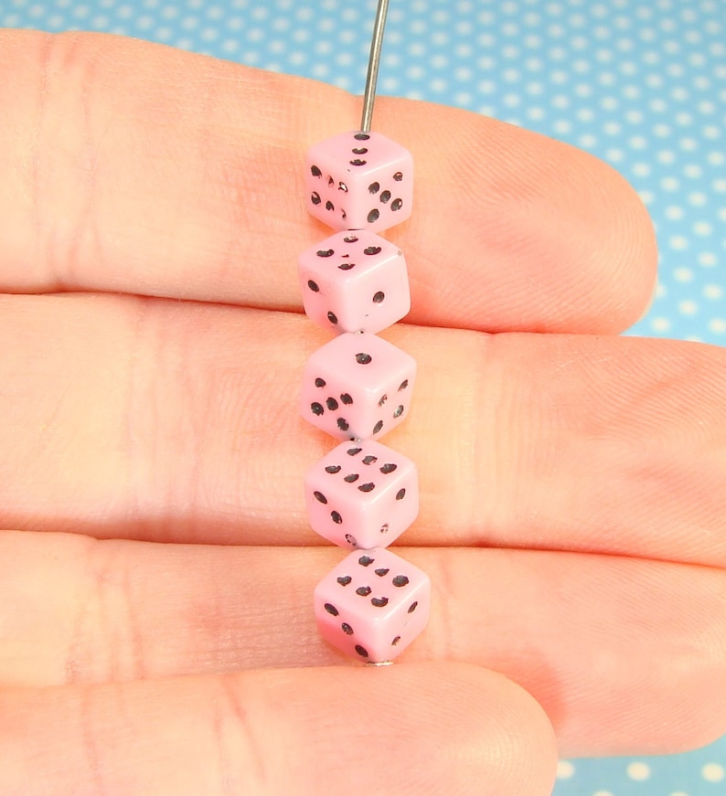 100 Pink Dice Beads 5mm 40026 Corner Holes Gambling Las Etsy