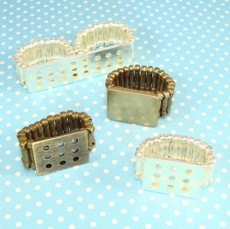 Stretch Ring Blank Bronze With Flat Base Glue Beads Cabochon Etsy