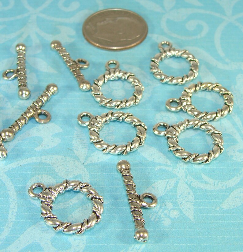 6 Rope Toggle Sets Silver Plated Pewter Small Twisted Single - Etsy