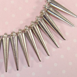 50 Spike Beads 22mm Silver Plastic (42443) Lightweight Studs for Earrings Necklaces and Bracelets Bulk Jewelry Making Supplies Charms