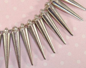 50 Spike Beads 22mm Silver Plastic (42443) Lightweight Studs for Earrings Necklaces and Bracelets Bulk Jewelry Making Supplies Charms