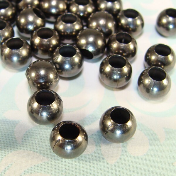 6mm Gunmetal Beads 48 Pieces Small Round Metal Spacer USA MADE Steel Accent Beads Jewelry Making Supplies Bulk Minimalist (42535)