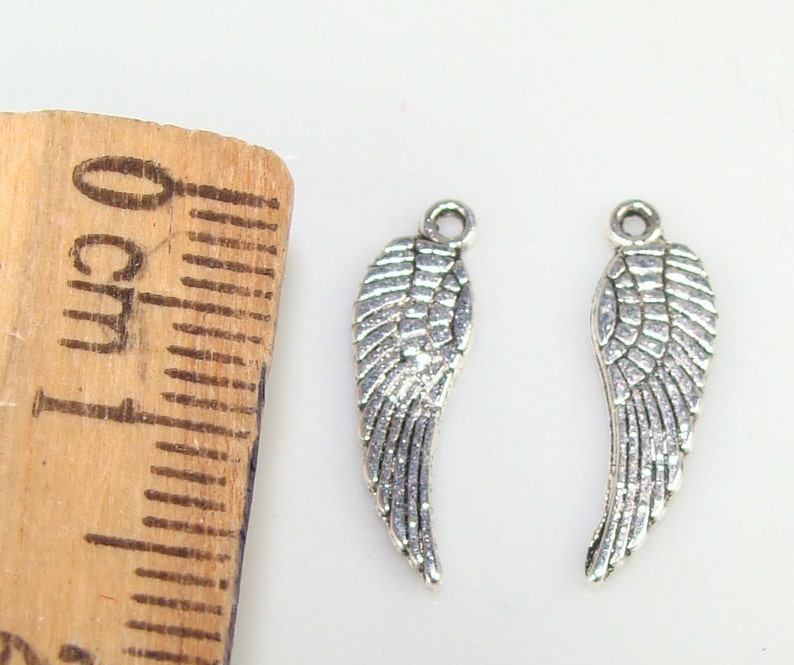 20 Tiny Angel Wing Charms 16mm Silver 31555 Small Wings for Etsy